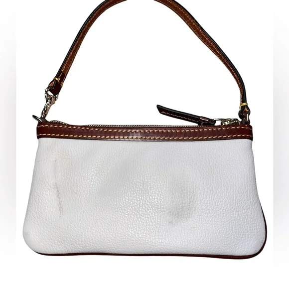 {Dooney & Bourke Cream & Brown Leather Wristlet Convertible Strap} - Picture 4 of 10